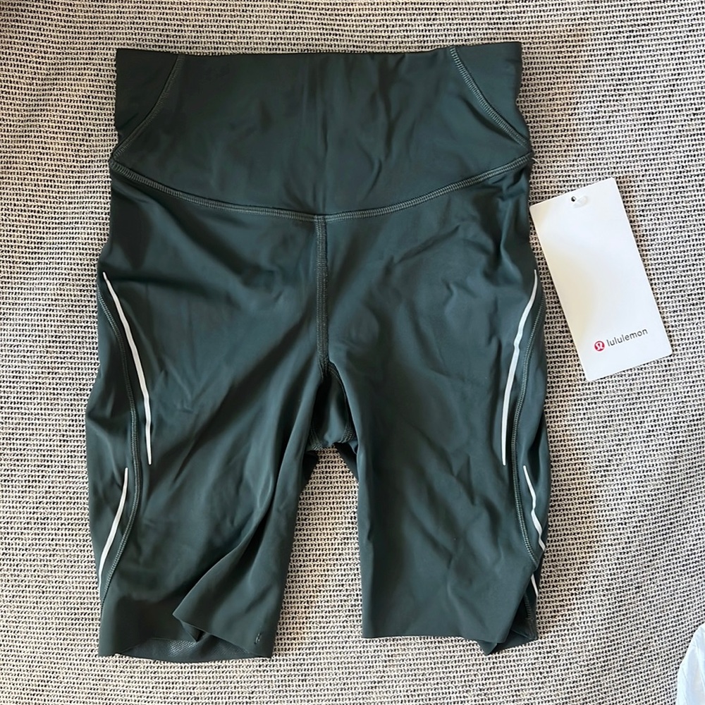 (Without Tags) Lululemon Base Pace HR 8” reflective short in dark green